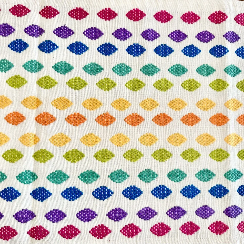 Crate&Barrel rainbow colorful Centerpiece on Multicolor Runner